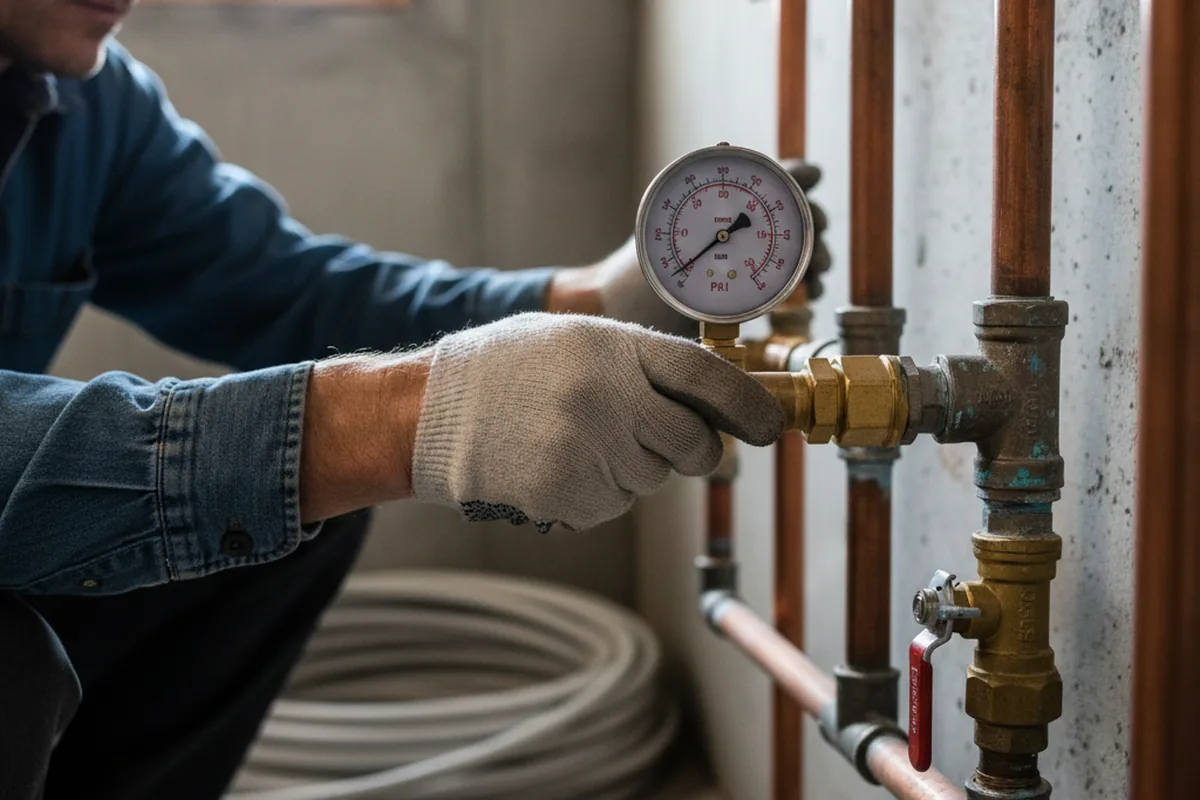 Pressure testing a repaired line during Water Line Repair in Bamberg
